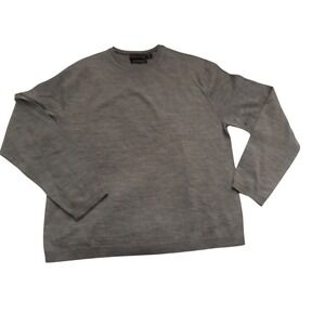Structure Mens Gray 100% Fine Italian Merino Wool Crewneck Sweater Large Made UK